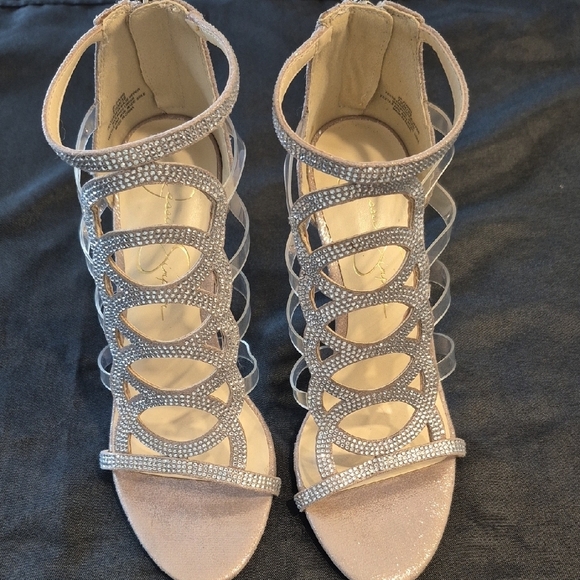 Jessica Simpson Jyanni Light Pink Elegant Rhinestone Embellished  Sandals - Picture 1 of 9